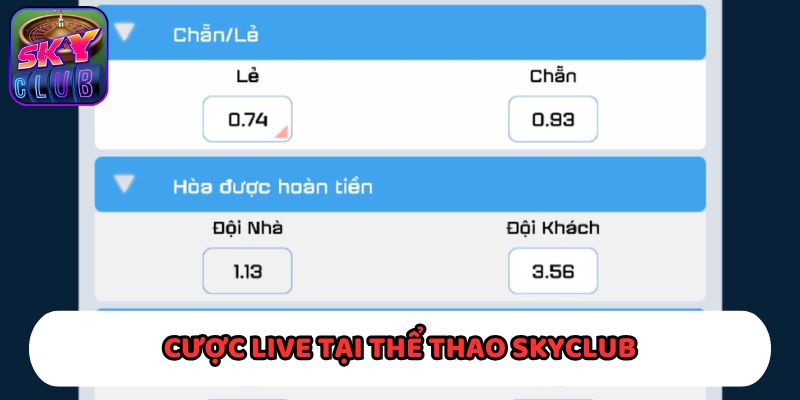 Cược live tại Thể thao SkyClub